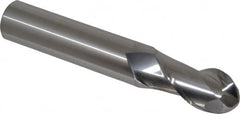 Accupro - 1" Diam, 2" LOC, 2 Flute Solid Carbide Ball End Mill - Uncoated, Single End, 6" OAL, 1" Shank Diam, Spiral Flute - Americas Industrial Supply