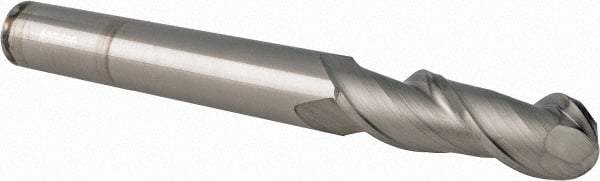 Accupro - 5/8" Diam, 2" LOC, 2 Flute Solid Carbide Ball End Mill - Uncoated, Single End, 6" OAL, 5/8" Shank Diam, Spiral Flute - Americas Industrial Supply