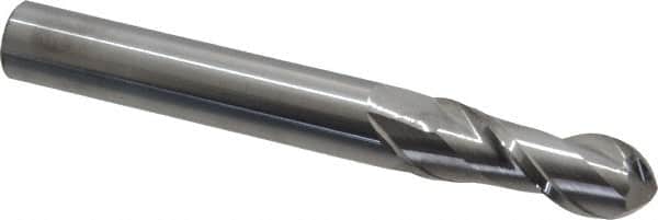 Accupro - 3/4" Diam, 2" LOC, 2 Flute Solid Carbide Ball End Mill - Uncoated, Single End, 6" OAL, 3/4" Shank Diam, Spiral Flute - Americas Industrial Supply