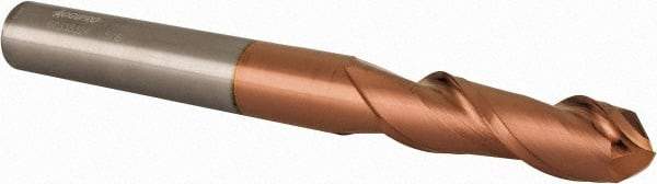 Accupro - 5/8" Diam, 2" LOC, 2 Flute Solid Carbide Ball End Mill - TiCN Finish, Single End, 6" OAL, 5/8" Shank Diam, Spiral Flute - Americas Industrial Supply