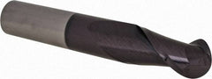 Accupro - 1" Diam, 2" LOC, 2 Flute Solid Carbide Ball End Mill - AlTiN Finish, Single End, 6" OAL, 1" Shank Diam, Spiral Flute - Americas Industrial Supply