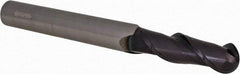 Accupro - 5/8" Diam, 2" LOC, 2 Flute Solid Carbide Ball End Mill - AlTiN Finish, Single End, 6" OAL, 5/8" Shank Diam, Spiral Flute - Americas Industrial Supply