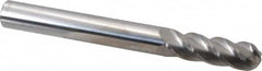Accupro - 5/8" Diam, 2" LOC, 4 Flute Solid Carbide Ball End Mill - Uncoated, Single End, 6" OAL, 5/8" Shank Diam, Spiral Flute - Americas Industrial Supply