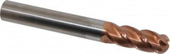 Accupro - 3/4" Diam, 2" LOC, 4 Flute Solid Carbide Ball End Mill - TiCN Finish, Single End, 6" OAL, 3/4" Shank Diam, Spiral Flute - Americas Industrial Supply