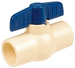 NIBCO - 1-1/4" Pipe, Standard Port, PVC Miniature Ball Valve - 1 Piece, Inline - One Way Flow, FNPT x FNPT Ends, Tee Handle, 150 WOG - Americas Industrial Supply