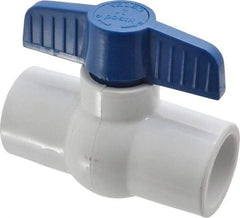 NIBCO - 1" Pipe, Standard Port, PVC Miniature Ball Valve - 1 Piece, Inline - One Way Flow, Solvent x Solvent Ends, Tee Handle, 150 WOG - Americas Industrial Supply