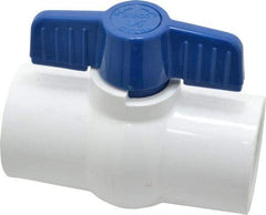 NIBCO - 1-1/2" Pipe, Standard Port, PVC Miniature Ball Valve - 1 Piece, Inline - One Way Flow, Solvent x Solvent Ends, Tee Handle, 150 WOG - Americas Industrial Supply