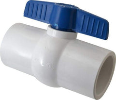 NIBCO - 2-1/2" Pipe, Standard Port, PVC Miniature Ball Valve - 1 Piece, Inline - One Way Flow, Solvent x Solvent Ends, Tee Handle, 150 WOG - Americas Industrial Supply