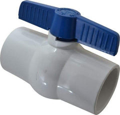 NIBCO - 3" Pipe, Standard Port, PVC Miniature Ball Valve - 1 Piece, Inline - One Way Flow, Solvent x Solvent Ends, Tee Handle, 150 WOG - Americas Industrial Supply