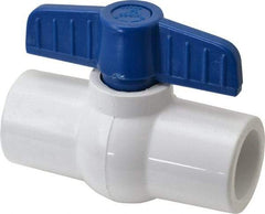 NIBCO - 3/4" Pipe, Standard Port, PVC Miniature Ball Valve - 1 Piece, Inline - One Way Flow, Solvent x Solvent Ends, Tee Handle, 150 WOG - Americas Industrial Supply