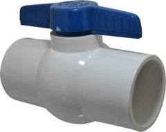 NIBCO - 4" Pipe, Standard Port, PVC Miniature Ball Valve - 1 Piece, Inline - One Way Flow, Solvent x Solvent Ends, Tee Handle, 150 WOG - Americas Industrial Supply