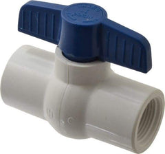 NIBCO - 1" Pipe, Standard Port, PVC Miniature Ball Valve - 1 Piece, Inline - One Way Flow, FNPT x FNPT Ends, Tee Handle, 150 WOG - Americas Industrial Supply