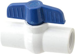 NIBCO - 1/2" Pipe, Standard Port, PVC Miniature Ball Valve - 1 Piece, Inline - One Way Flow, FNPT x FNPT Ends, Tee Handle, 150 WOG - Americas Industrial Supply