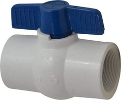 NIBCO - 2" Pipe, Standard Port, PVC Miniature Ball Valve - 1 Piece, Inline - One Way Flow, FNPT x FNPT Ends, Tee Handle, 150 WOG - Americas Industrial Supply