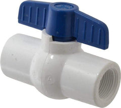NIBCO - 3/4" Pipe, Standard Port, PVC Miniature Ball Valve - 1 Piece, Inline - One Way Flow, FNPT x FNPT Ends, Tee Handle, 150 WOG - Americas Industrial Supply