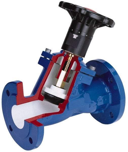 NIBCO - 2-1/2" Pipe, Flanged End Connections, Y Pattern Calibrated Balance Valve - 290mm Long, 278mm High, 175 Max psi, Iron Body - Americas Industrial Supply