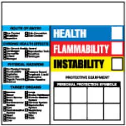 NMC - "Health - Flammability - Instability", 6" Long x 6" Wide, Pressure-Sensitive Vinyl Safety Sign - Square, 0.004" Thick, Use for Hazardous Materials - Americas Industrial Supply