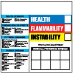 NMC - "Health - Flammability - Instability", 6" Long x 6" Wide, Pressure-Sensitive Vinyl Safety Sign - Square, 0.004" Thick, Use for Hazardous Materials - Americas Industrial Supply