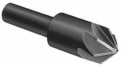 Made in USA - 1/2" Head Diam, 3/8" Shank Diam, 6 Flute 82° High Speed Steel Countersink - Americas Industrial Supply