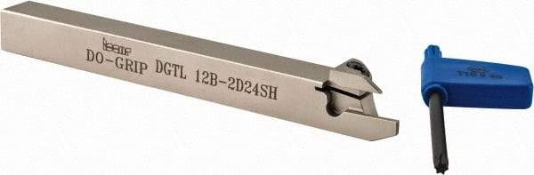 Iscar - External Thread, 0.4724" Max Depth of Cut, 1.9mm Min Groove Width, 120mm OAL, Left Hand Indexable Grooving Cutoff Toolholder - 12mm Shank Height x 12mm Shank Width, DG.. Insert Style, DGT Toolholder Style, Series Do-Grip - Americas Industrial Supply