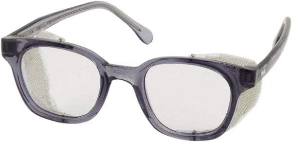 Bouton - Clear Lenses, Framed Safety Glasses - Anti-Fog, Scratch Resistant, Smoke Propionate Frame, Size Universal, Wrap Around - Americas Industrial Supply