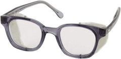 Bouton - Clear Lenses, Framed Safety Glasses - Anti-Fog, Scratch Resistant, Smoke Propionate Frame, Size Universal, Wrap Around - Americas Industrial Supply