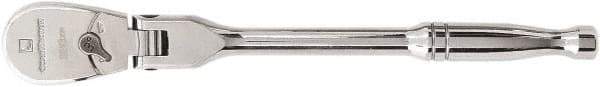 GearWrench - 1/4" Drive Pear Head Ratchet - Full Polish Chrome Finish, 6" OAL, 60 Gear Teeth, Full Polished Handle, Flex Head - Americas Industrial Supply