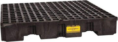 Eagle - 66 Gal Sump, 8,000 Lb Capacity, 4 Drum, Polyethylene Spill Deck or Pallet - 51-1/2" Long x 51-1/2" Wide x 8" High, Black, Liftable Fork, Drain Included, Vertical, 2 x 2 Drum Configuration - Americas Industrial Supply