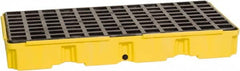 Eagle - 30 Gal Sump, 5,000 Lb Capacity, 2 Drum, Polyethylene Spill Deck or Pallet - 51-1/2" Long x 26-1/4" Wide x 6-1/2" High, Yellow, Drain Included, Low Profile, Vertical, Inline Drum Configuration - Americas Industrial Supply