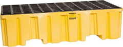 Eagle - 66 Gal Sump, 4,000 Lb Capacity, 2 Drum, Polyethylene Spill Deck or Pallet - 51" Long x 26-1/4" Wide x 13-3/4" High, Yellow, Liftable Fork, Vertical, 2 x 2 Drum Configuration - Americas Industrial Supply