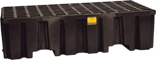 Eagle - 66 Gal Sump, 4,000 Lb Capacity, 2 Drum, Polyethylene Spill Deck or Pallet - 51" Long x 26-1/4" Wide x 13-3/4" High, Black, Liftable Fork, Drain Included, Vertical, 2 x 2 Drum Configuration - Americas Industrial Supply