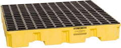 Eagle - 66 Gal Sump, 8,000 Lb Capacity, 4 Drum, Polyethylene Spill Deck or Pallet - 51-1/2" Long x 51-1/2" Wide x 8" High, Yellow, Liftable Fork, Vertical, 2 x 2 Drum Configuration - Americas Industrial Supply