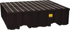 Eagle - 132 Gal Sump, 8,000 Lb Capacity, 4 Drum, Polyethylene Spill Deck or Pallet - 52-1/2" Long x 51-1/2" Wide x 13-3/4" High, Black, Liftable Fork, Vertical, 2 x 2 Drum Configuration - Americas Industrial Supply