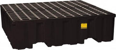 Eagle - 132 Gal Sump, 8,000 Lb Capacity, 4 Drum, Polyethylene Spill Deck or Pallet - 52-1/2" Long x 51-1/2" Wide x 13-3/4" High, Black, Liftable Fork, Drain Included, Vertical, 2 x 2 Drum Configuration - Americas Industrial Supply