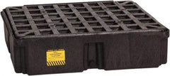 Eagle - 12 Gal Sump, 2,000 Lb Capacity, 1 Drum, Polyethylene Spill Deck or Pallet - 26-1/4" Long x 26" Wide x 6-1/2" High, Black, Drain Included, Low Profile, Vertical, Inline Drum Configuration - Americas Industrial Supply