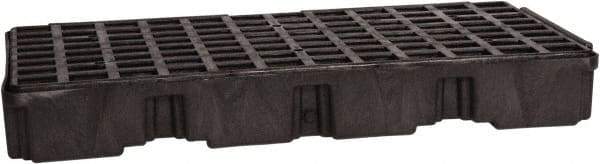 Eagle - 30 Gal Sump, 5,000 Lb Capacity, 2 Drum, Polyethylene Spill Deck or Pallet - 51-1/2" Long x 26-1/4" Wide x 6-1/2" High, Black, Drain Included, Low Profile, Vertical, Inline Drum Configuration - Americas Industrial Supply