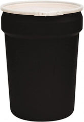 Eagle - 30 Gallon Black Tapered Cylinder Polyethylene Open Head Drum - 28-1/2" High x 21" Diam - Americas Industrial Supply