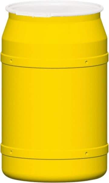 Eagle - 55 Gallon Yellow Cylindrical Polyethylene Open Head Drum - 36-3/8" High x 23" Diam - Americas Industrial Supply