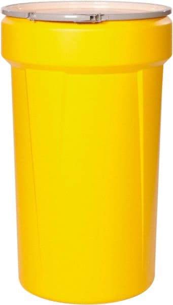 Eagle - 55 Gallon Yellow Tapered Cylinder Polyethylene Open Head Drum - 39-1/8" High x 23-3/4" Diam - Americas Industrial Supply