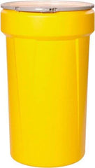 Eagle - 55 Gallon Yellow Tapered Cylinder Polyethylene Open Head Drum - 39-1/8" High x 23-3/4" Diam - Americas Industrial Supply