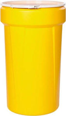 Eagle - 55 Gallon Yellow Tapered Cylinder Polyethylene Open Head Drum - 39-1/8" High x 23-3/4" Diam - Americas Industrial Supply