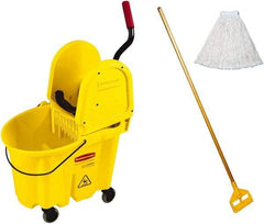 Rubbermaid - 35 Qt Plastic Bucket & Wringer - Yellow - Americas Industrial Supply