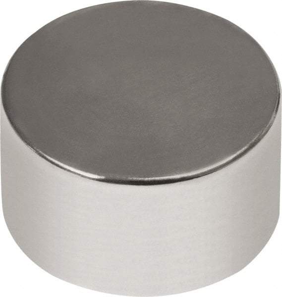 Mag-Mate - 3/4" Diam x 1/2" High Neodymium Rare Earth Magnet - 22 Lb Max Capacity, 180°F Max, Nickel Plated - Americas Industrial Supply