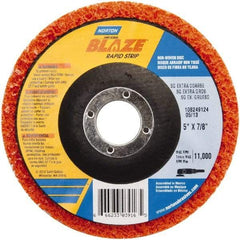Norton - 5" Extra Coarse Grade Aluminum Oxide Deburring Disc - 7/8" Center Hole, Arbor Connection - Americas Industrial Supply