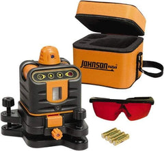 Johnson Level & Tool - 800' (Exterior) Measuring Range, 1/4" at 100' Accuracy, Manual-Leveling Rotary Laser - 150 to 300 RPM, 2 Beams, AA Battery Included - Americas Industrial Supply