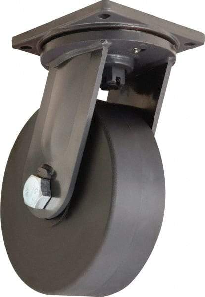 Hamilton - 12" Diam x 4" Wide x 15-1/2" OAH Top Plate Mount Swivel Caster - Nylon, 10,000 Lb Capacity, Precision Roller Ball Bearing, 8-1/2 x 8-1/2" Plate - Americas Industrial Supply