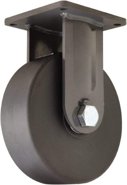 Hamilton - 12" Diam x 4" Wide x 15-1/2" OAH Top Plate Mount Rigid Caster - Nylon, 10,000 Lb Capacity, Precision Roller Ball Bearing, 8-1/2 x 8-1/2" Plate - Americas Industrial Supply