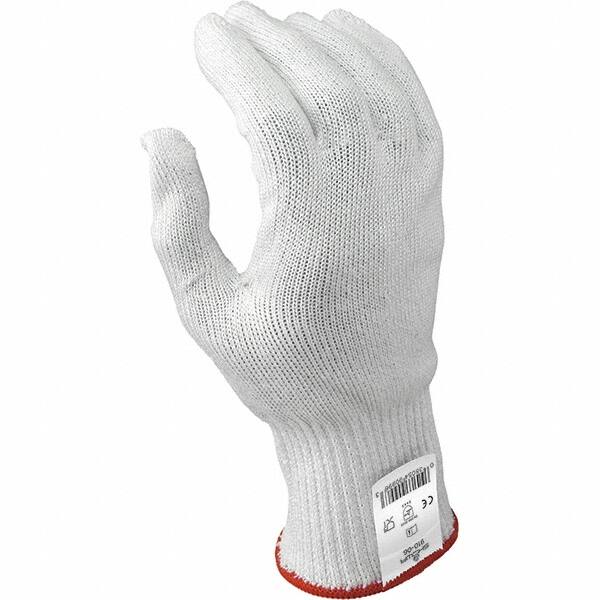 SHOWA - Size M (8), ANSI Cut Lvl A6, Puncture Lvl 0, Abrasion Lvl 1, Fiberglass/HPPE Fiber/Kevlar Cut Resistant Gloves - 3" Long, Engineered Yarn Lining, Continuous Cuff, White, Ambidextrous - Americas Industrial Supply