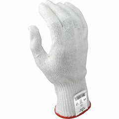SHOWA - Size M (8), ANSI Cut Lvl A6, Puncture Lvl 0, Abrasion Lvl 1, Fiberglass/HPPE Fiber/Kevlar Cut Resistant Gloves - 3" Long, Engineered Yarn Lining, Continuous Cuff, White, Ambidextrous - Americas Industrial Supply