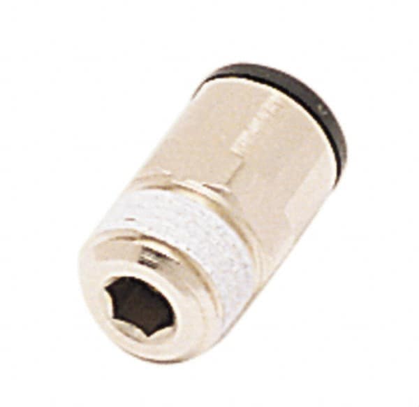 Legris - 3/8" Outside Diam, 1/2 BSPT, Nickel Plated Brass Push-to-Connect Tube Male Connector - 290 Max psi, Tube to Male BSPT Connection, Buna Nitrile O-Ring - Americas Industrial Supply
